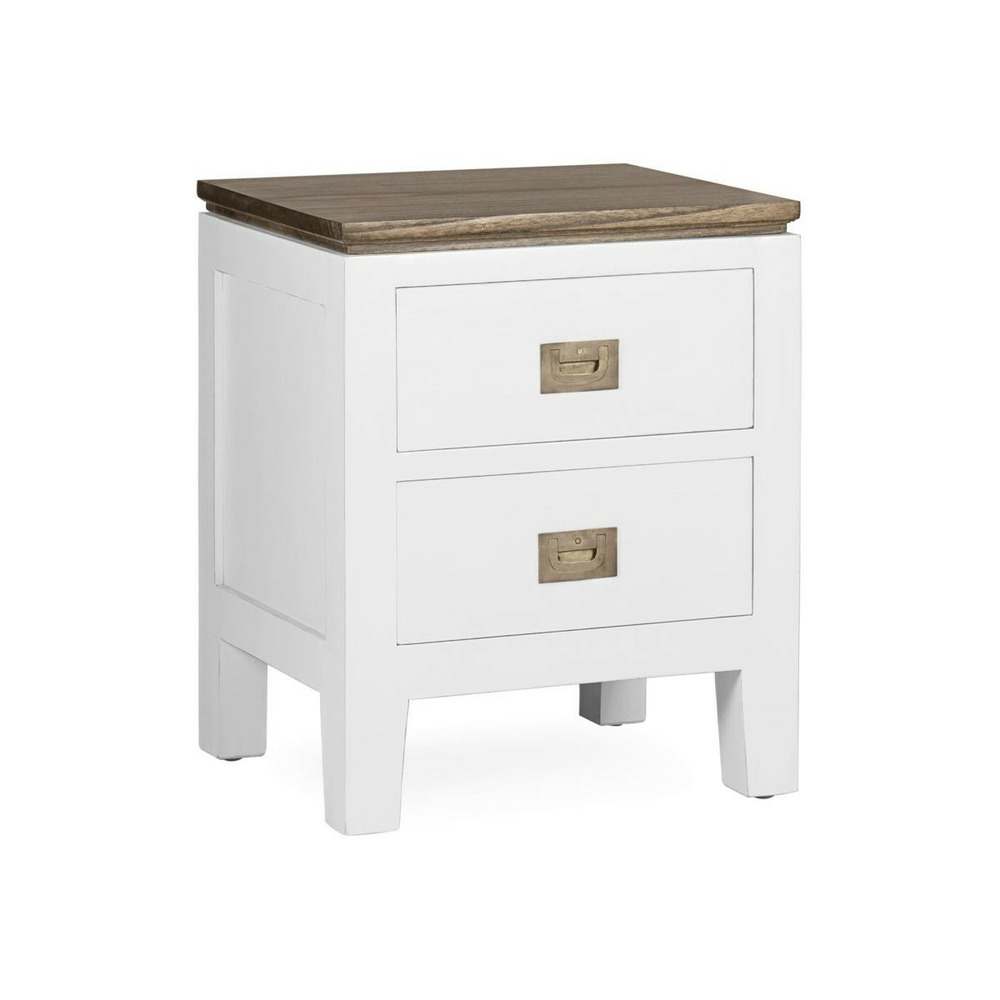 Table de chevet 2 tiroirs bronze bois blanc - mélicia décoration d'autrefois