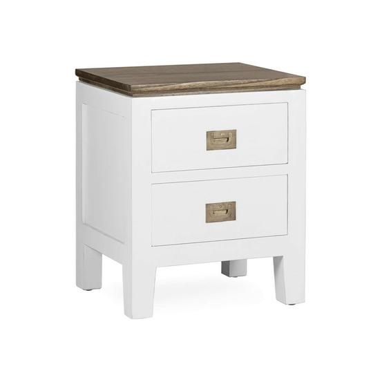 Table de chevet 2 tiroirs bronze bois blanc - mélicia décoration d'autrefois