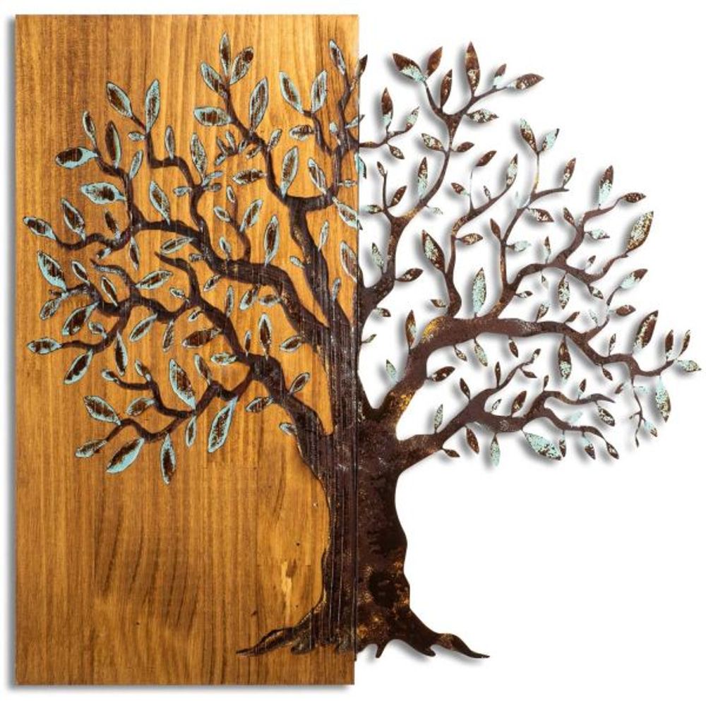Décoration murale en métal et bois arbre modèle 4