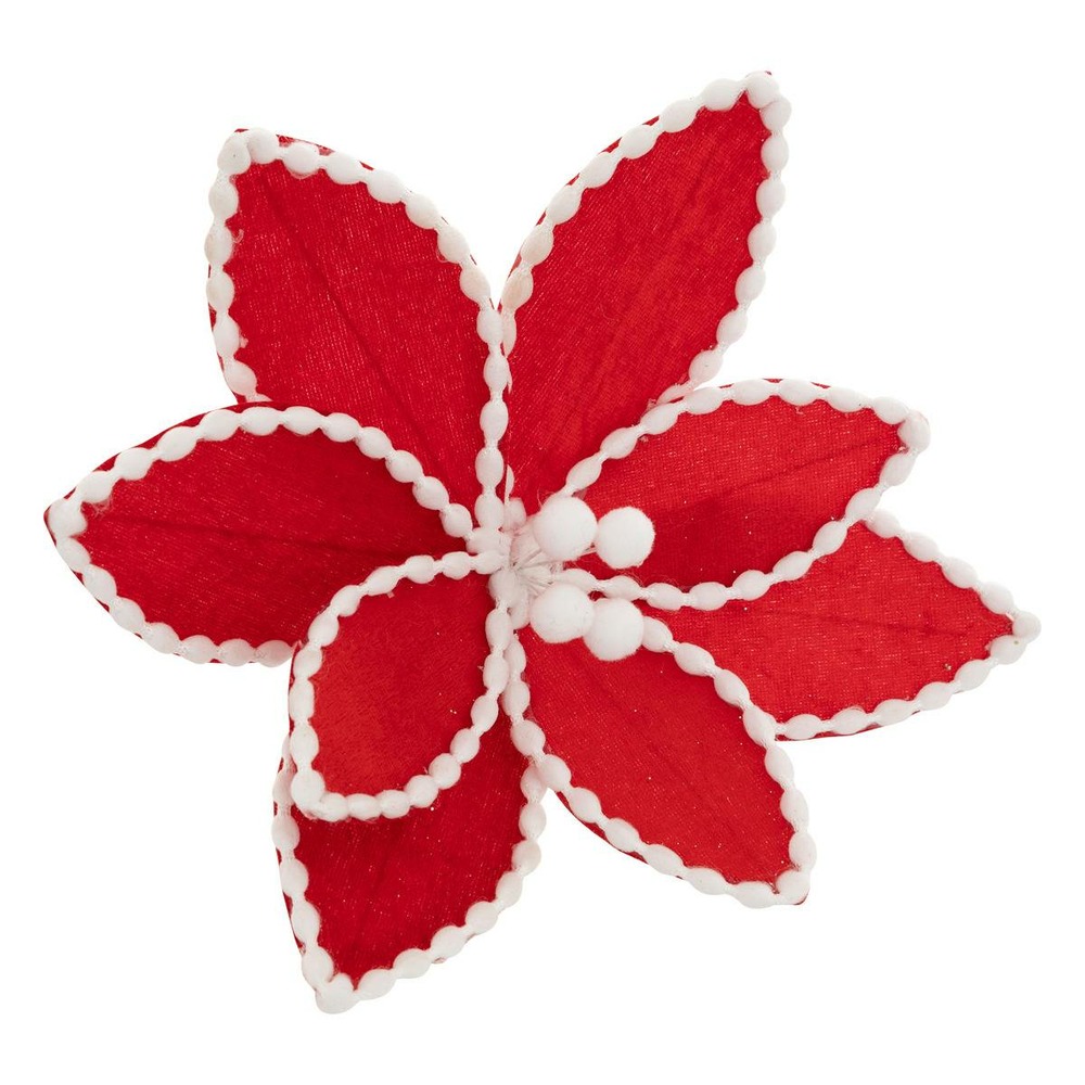 Sujet poinsettia pompon d.24cm rouge