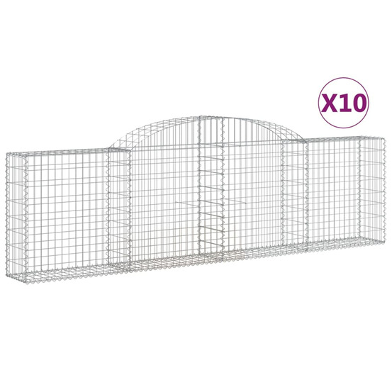 Paniers à gabions arqués 10 pcs 300x30x80/100 cm fer galvanisé