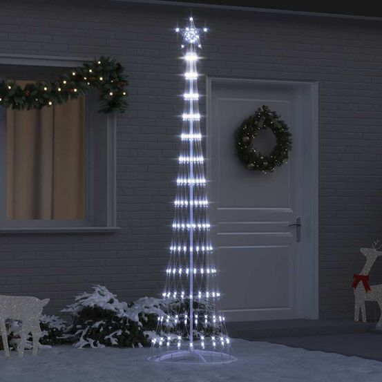 Sapin de noël lumineux led métal intérieur extérieur blanc froid 250 cm