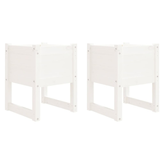 Jardinière d'extérieurs 2 pcs blanc 40x40x52,5 cm bois massif de pin