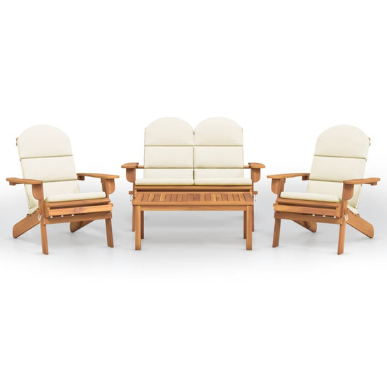 Ensemble de salon de jardin adirondack 4 pcs bois acacia solide