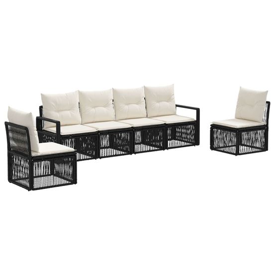 Ensemble de canapé de jardin 6 pc noir polyrotin