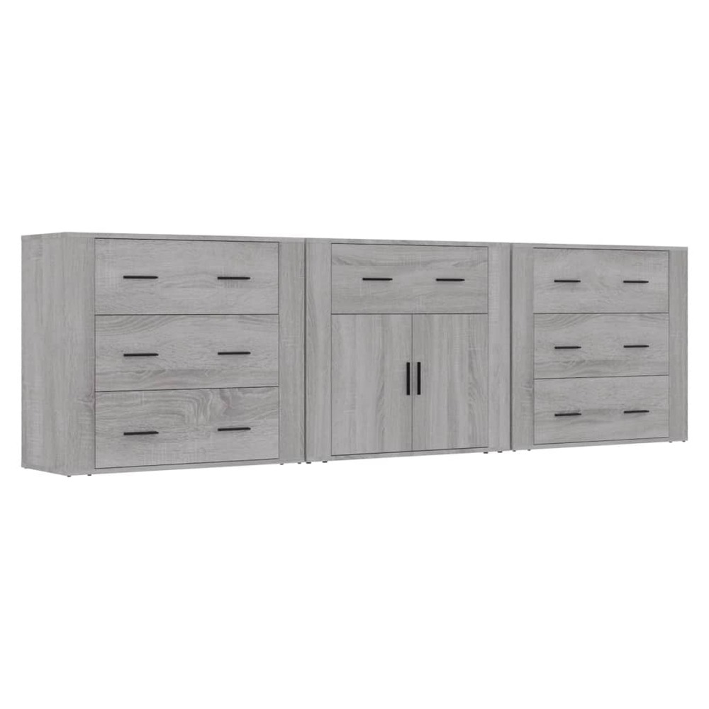 Buffet bahut commode armoire meuble de rangement organisateur cuisine salle de séjour salons 3 pcs sonoma bois d'ingénierie g
