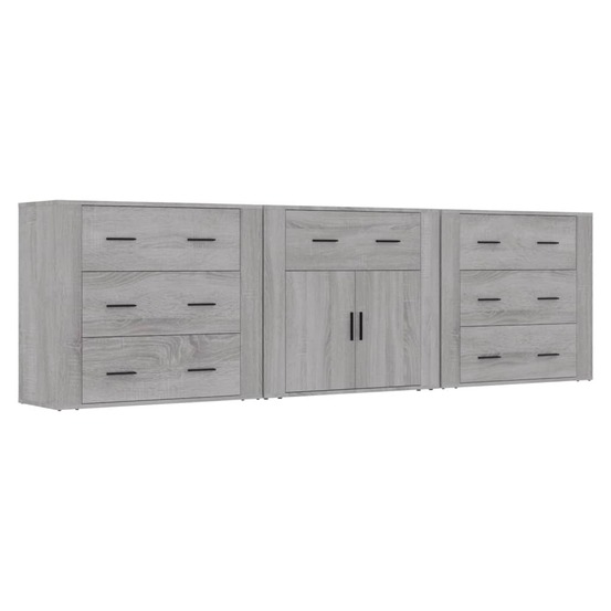 Buffet bahut commode armoire meuble de rangement organisateur cuisine salle de séjour salons 3 pcs sonoma bois d'ingénierie g