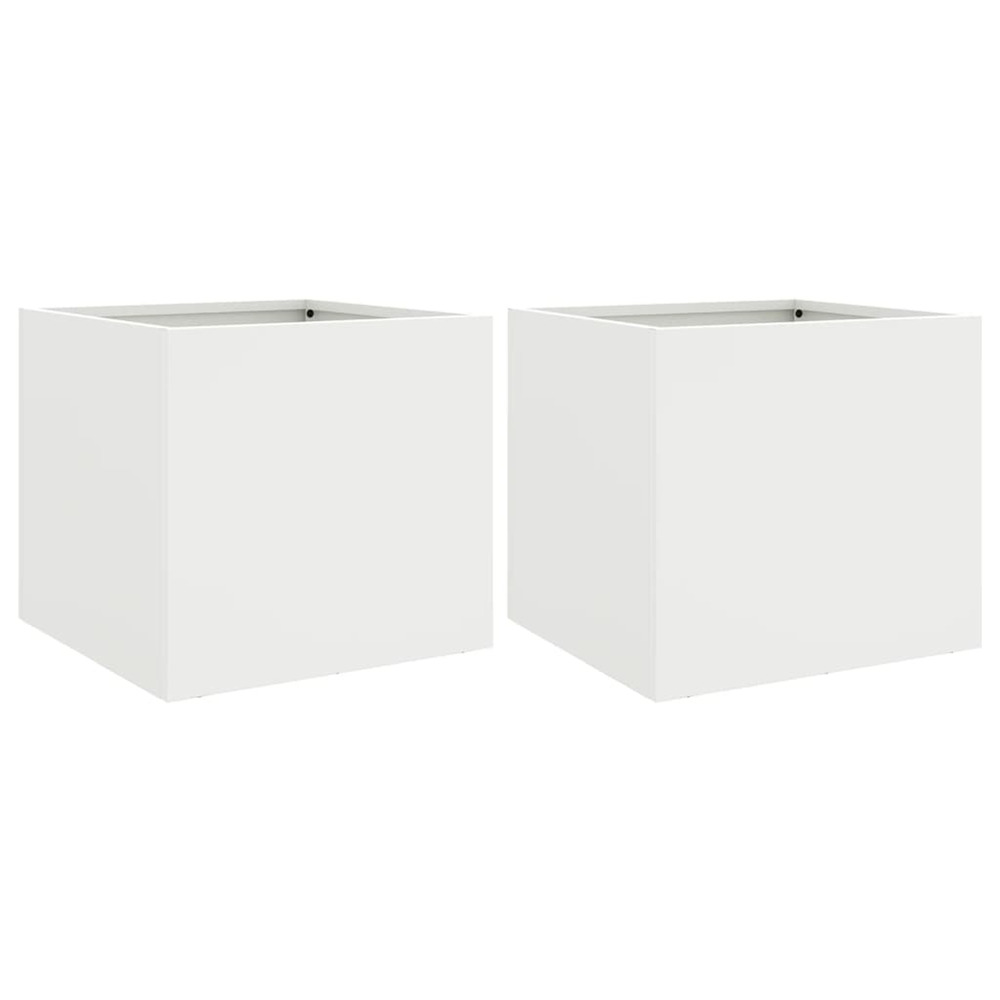 Jardinière d'extérieurs 2 pcs blanc 32x30x29 cm acier