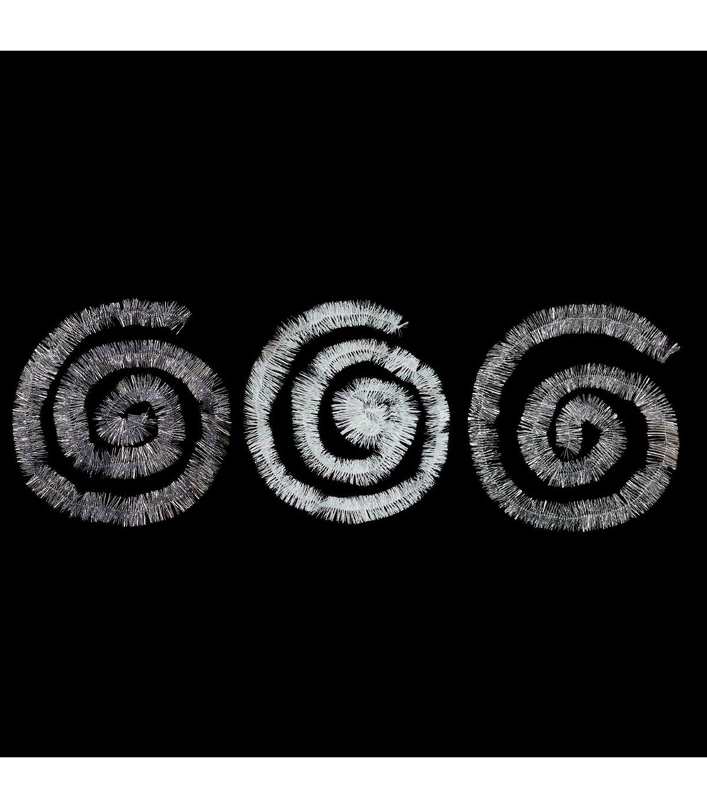 Lot de 3 guirlandes de noël large 5 cm argent et blanc longueur 2 mètres