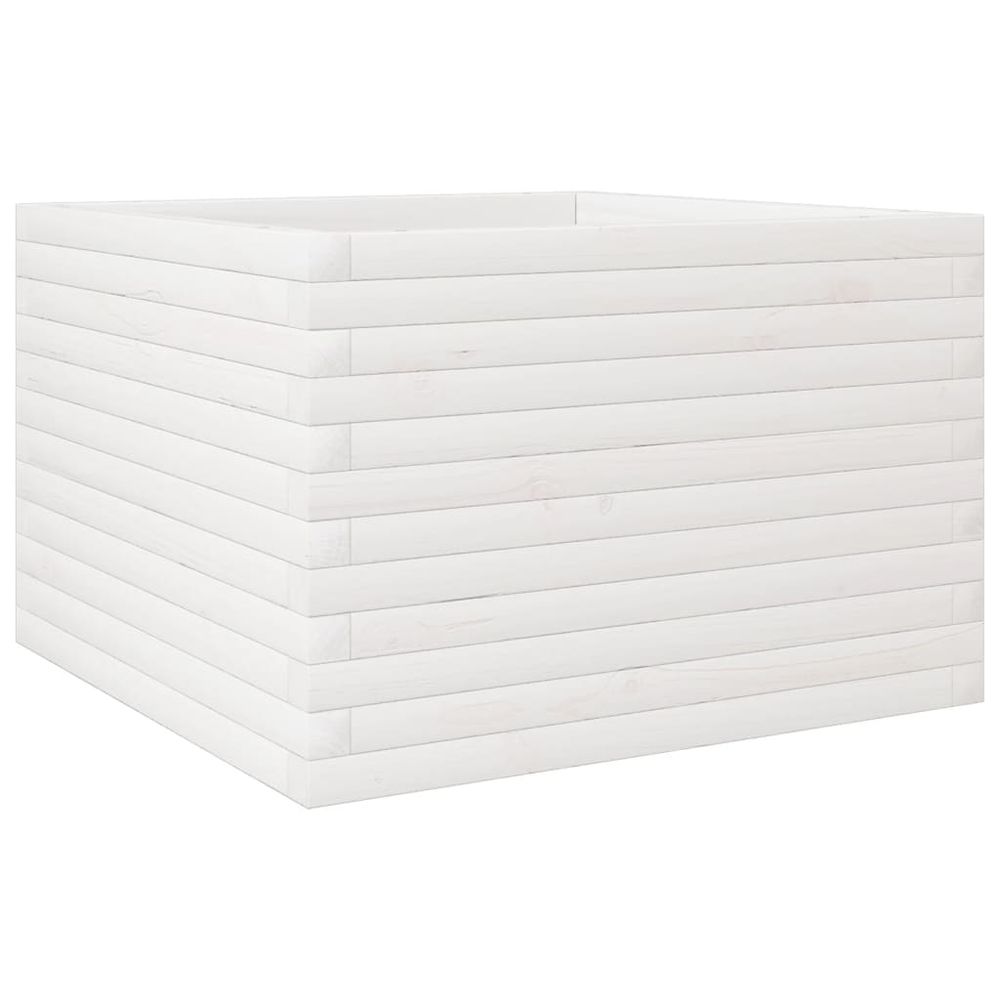 Jardinière blanc 70x70x45,5 cm bois de pin massif