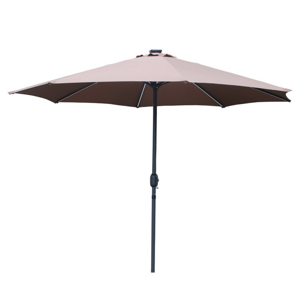 Parasol droit rond led diamètre 3 m chocolat manarola