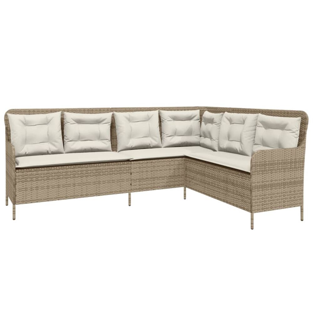 Canapé de jardin avec coussins forme de l beige résine tressée