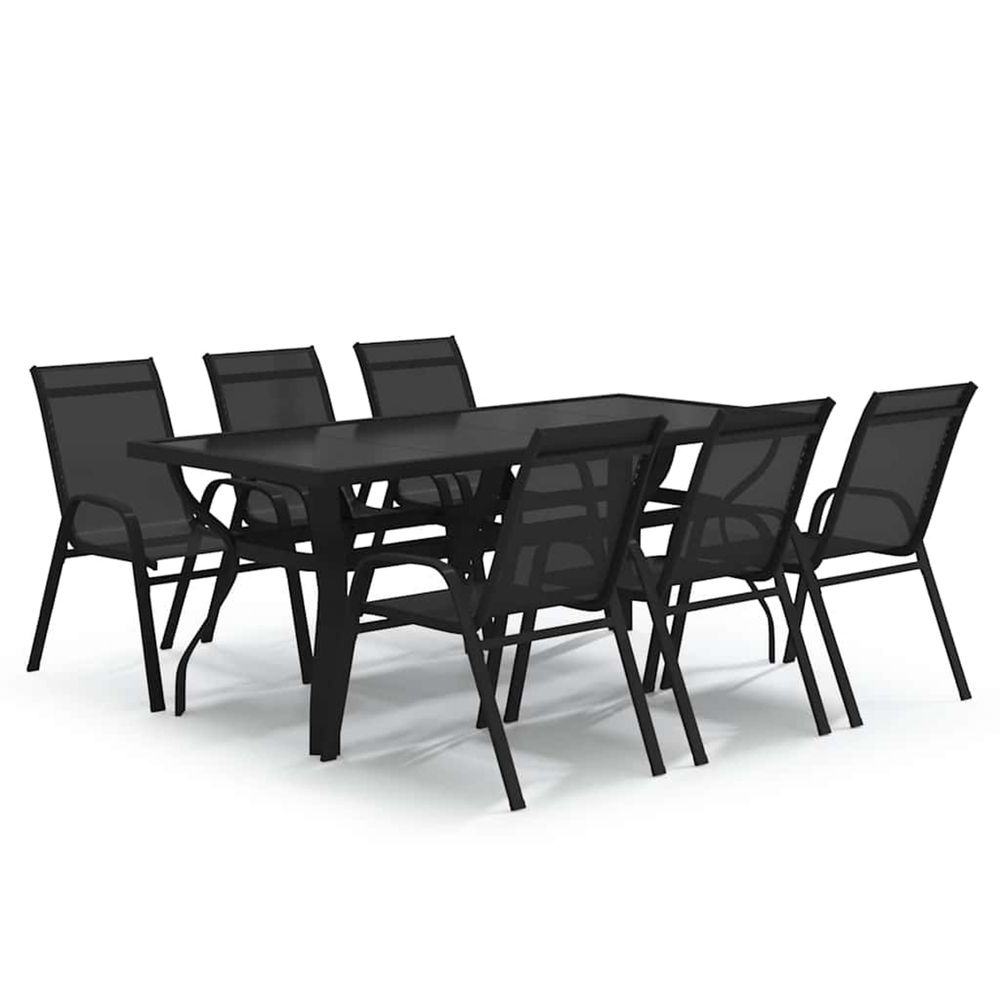 Ensemble à manger de jardin 7 pcs noir