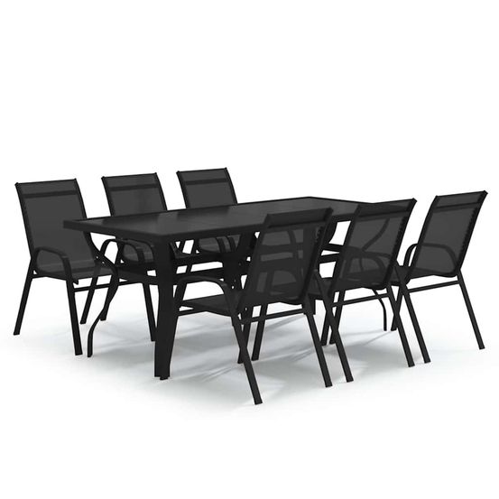 Ensemble à manger de jardin 7 pcs noir