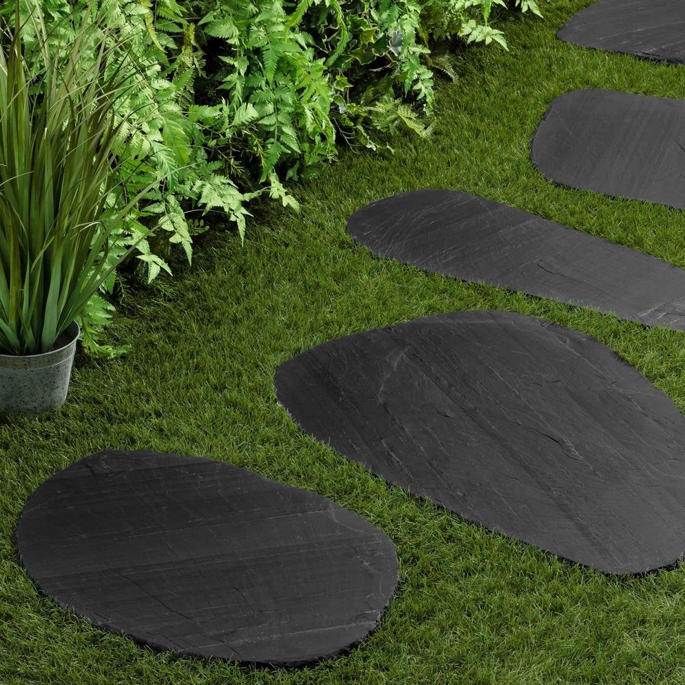 Pas japonais irrégulier ardoise noire 30-40x2-4 cm (lot de 10) - ro'ma nature