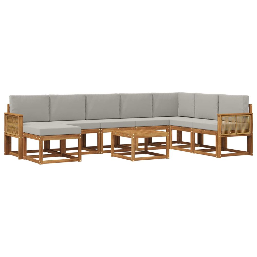 Ensemble de canapés d'extérieur 9 pc naturel et gris clair