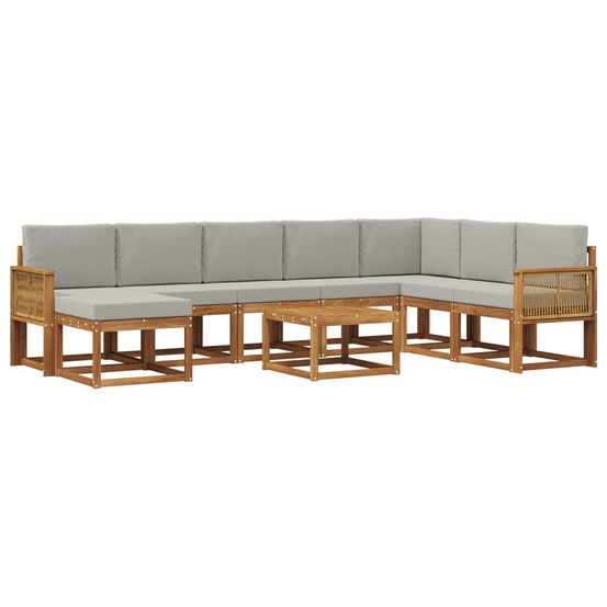 Ensemble de canapés d'extérieur 9 pc naturel et gris clair