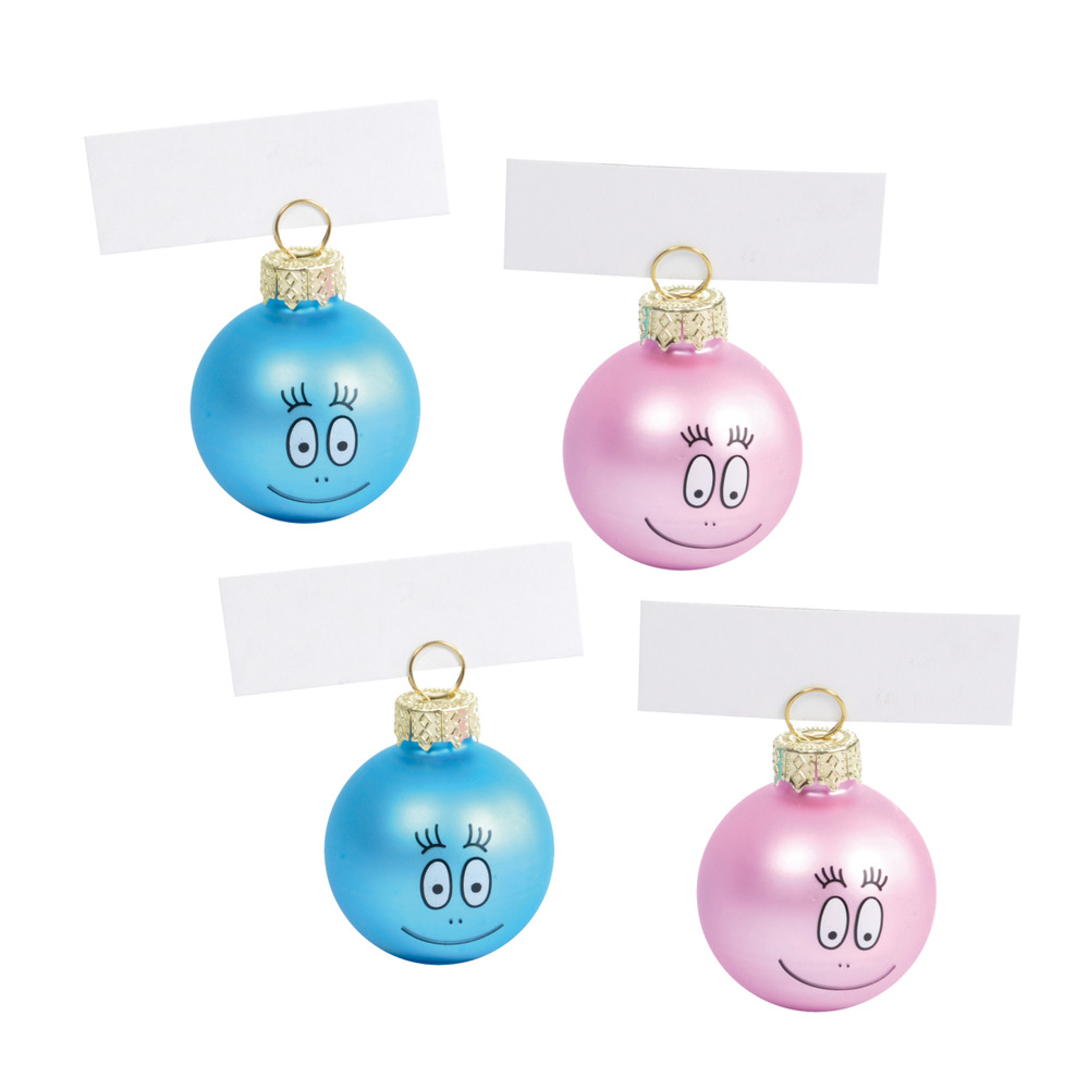 Lot de 4 boules de noel porte noms barbapapa