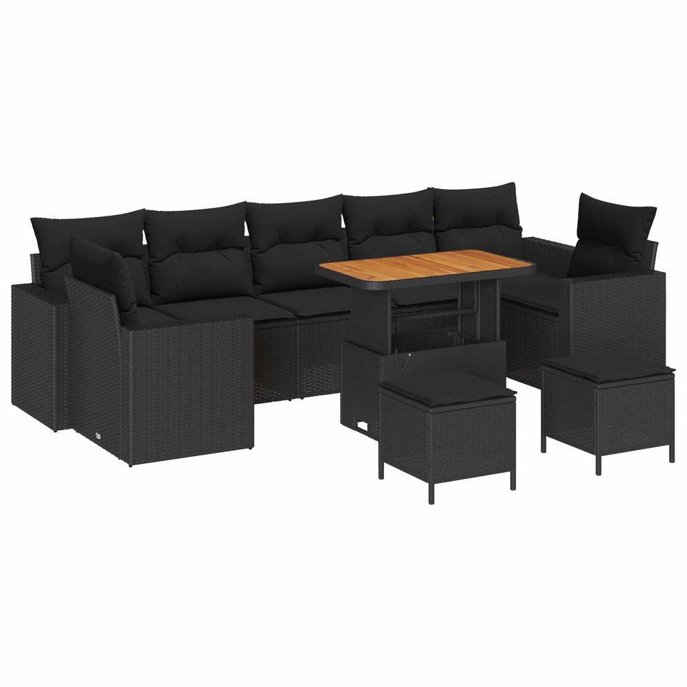Ensemble de canapé de jardin 10 pc noir polyrotin