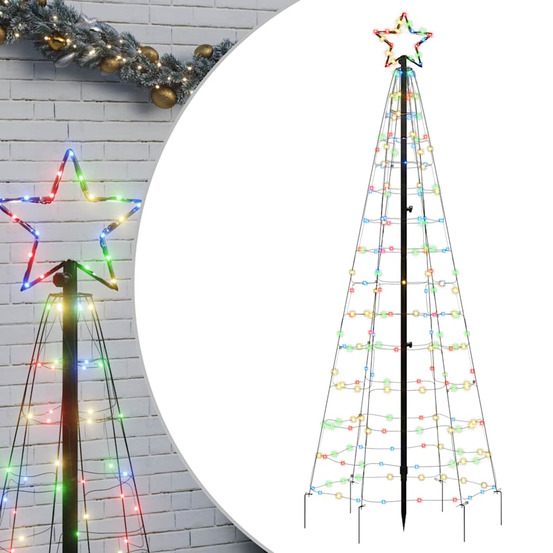 Sapin de noël à led avec piquets 220 led colorées 180 cm