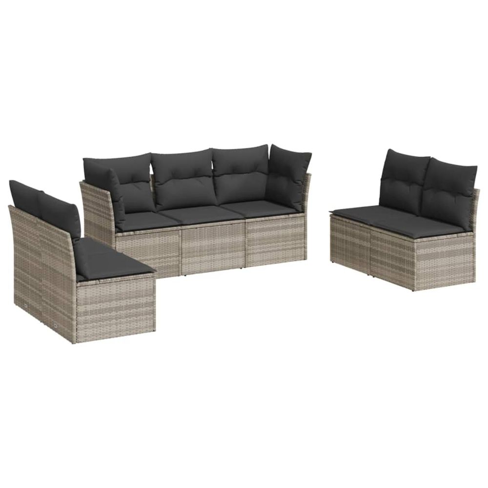 Salon de jardin avec coussins 7 pcs gris clair résine tressée