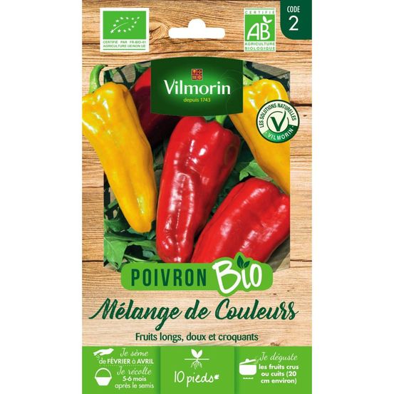 Sachet graines poivron mélange de couleurs bio