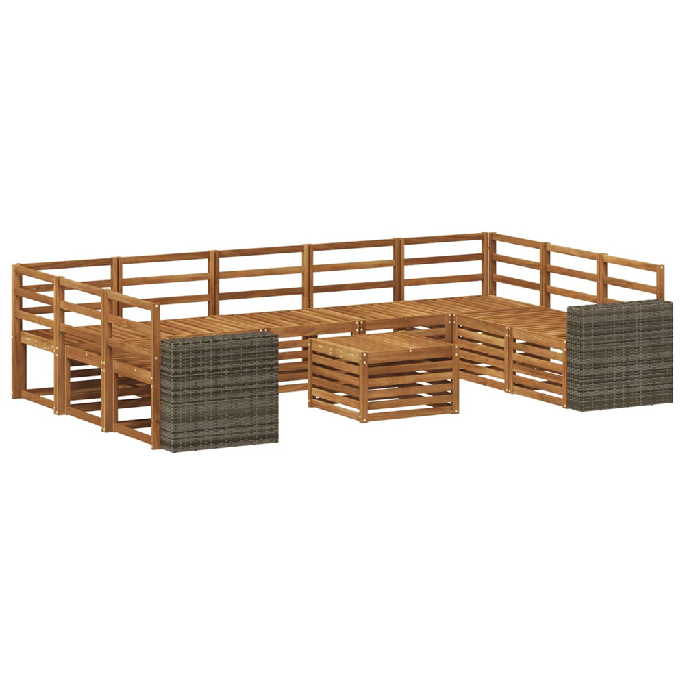 Ensembles de canapés 10 pcs naturel bois d'acacia massif