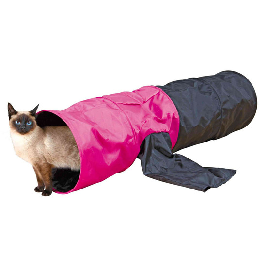 Tunnel de jeu ø 30 × 115 cm pour chat et chiot coloris noir et rose