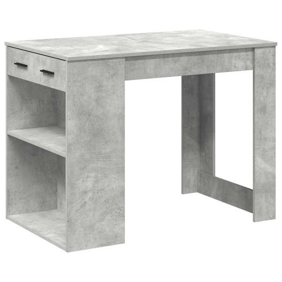 Bureau avec tiroir et étagère gris béton bois d'ingénierie