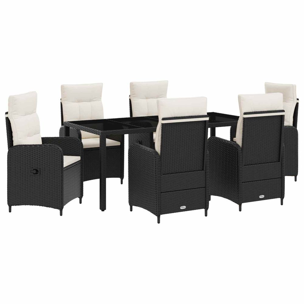 Ensemble de repas extérieur 7 pc noir et blanc crème polyrotin