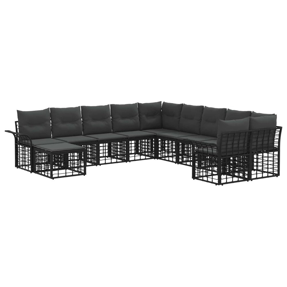 Ensemble de canapés d'extérieur 11 pcs noir et gris foncé