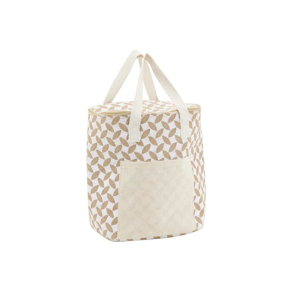 Sac lunch isotherme en jute feuille 25x15x19