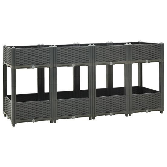 Jardinière lit surélevé plantes fleurs jardin 160 x 40 x 71 cm polypropylène gris foncé