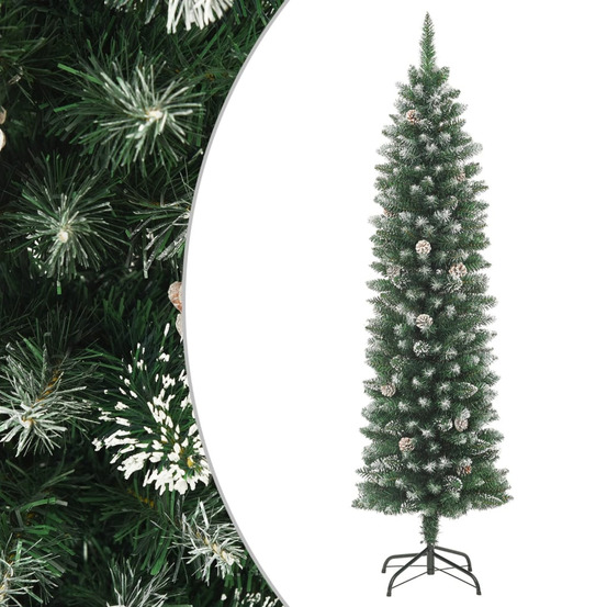Sapin de noël artificiel mince avec support 240 cm pvc
