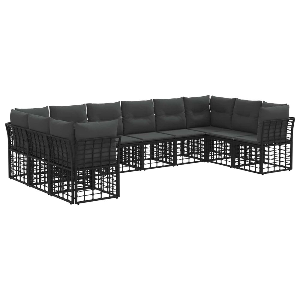Ensemble de canapés d'extérieur noir et gris foncé polyester