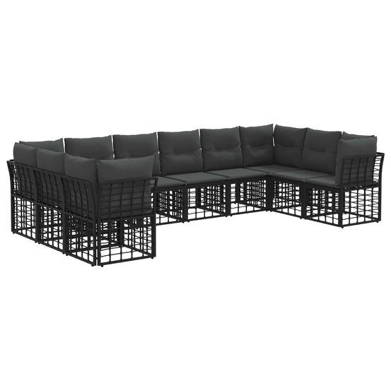 Ensemble de canapés d'extérieur noir et gris foncé polyester