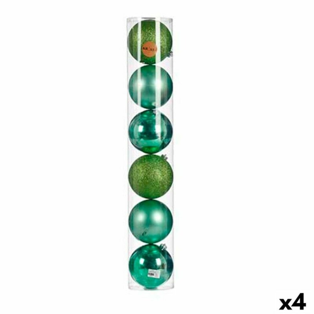 Lot de boules de noël 6 pièces vert plastique 15 x 16 x 15 cm (4 unités)