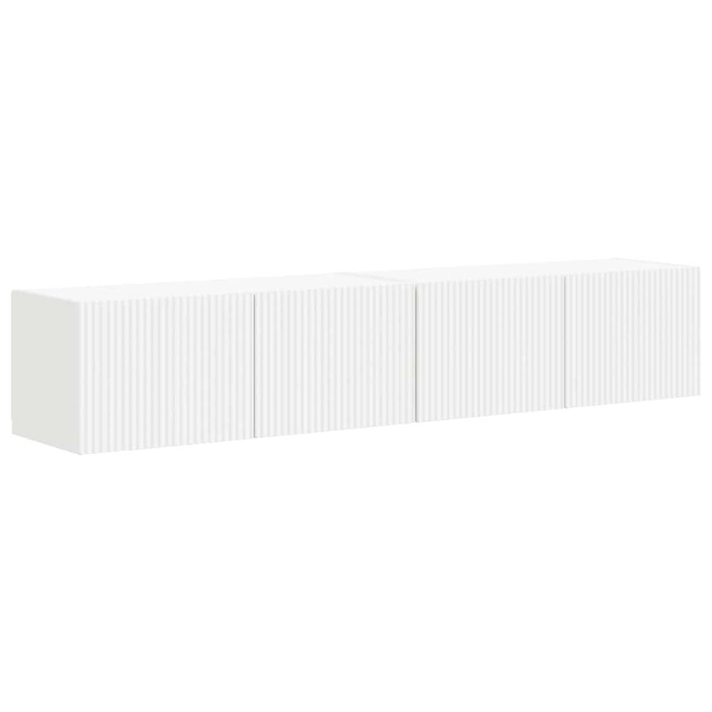 Meuble tv mural 2 pc blanc bois d'ingénierie