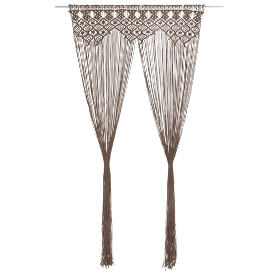 Rideau en macramé taupe 140x240 cm coton