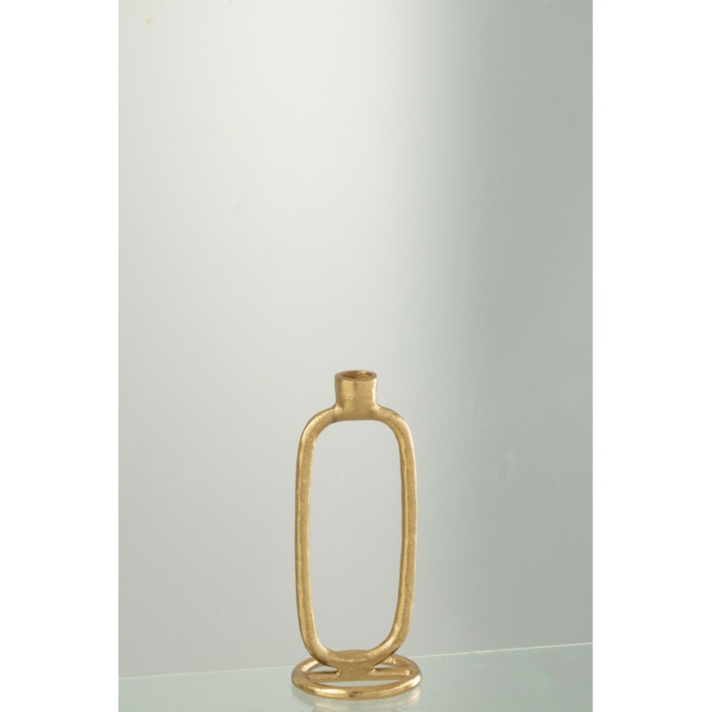 Bougeoir ovale en aluminium doré 10x10x24 cm