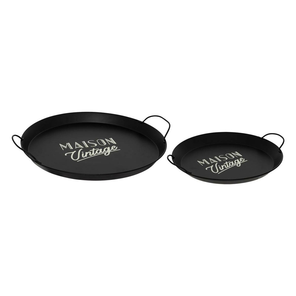 Set de 2 plateaux en métal d39,5/50cm noir