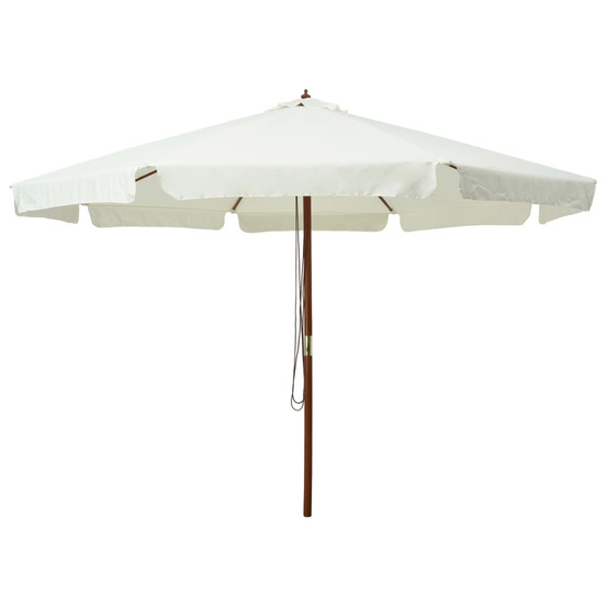 Parasol avec mât en bois 330 cm Blanc