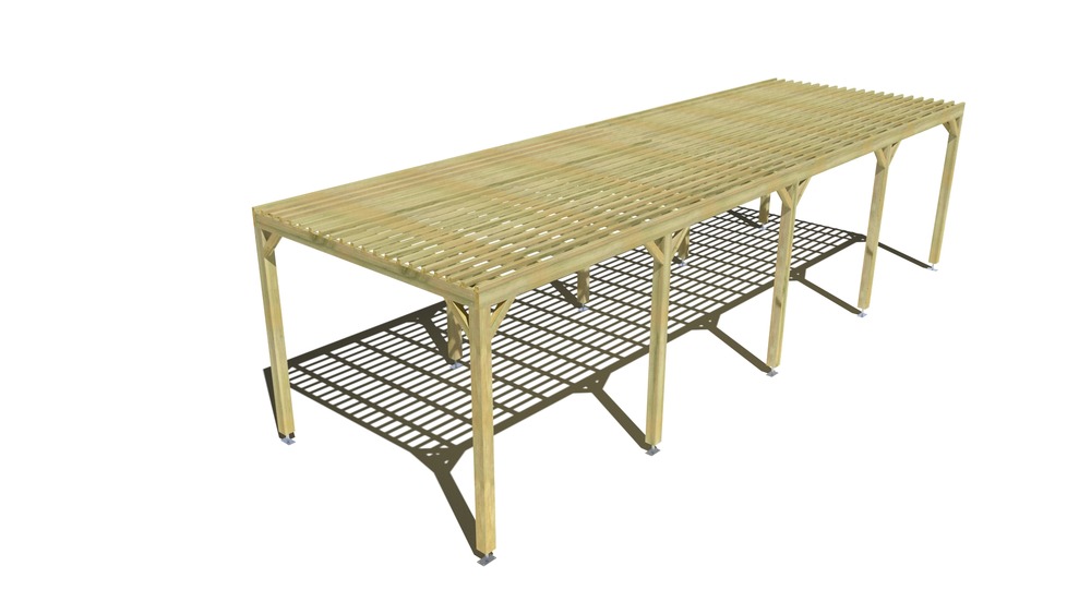 Pergola bois • 10m x 3m • indépendante • sens profondeur • lattage bois • livraison comprise
