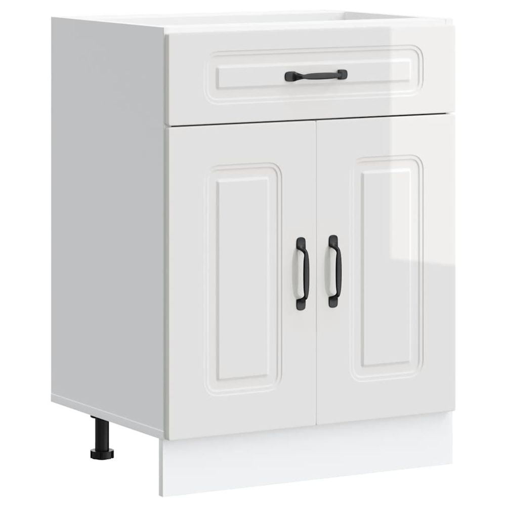 Armoire de cuisine kalmar blanc brillant bois ingénierie