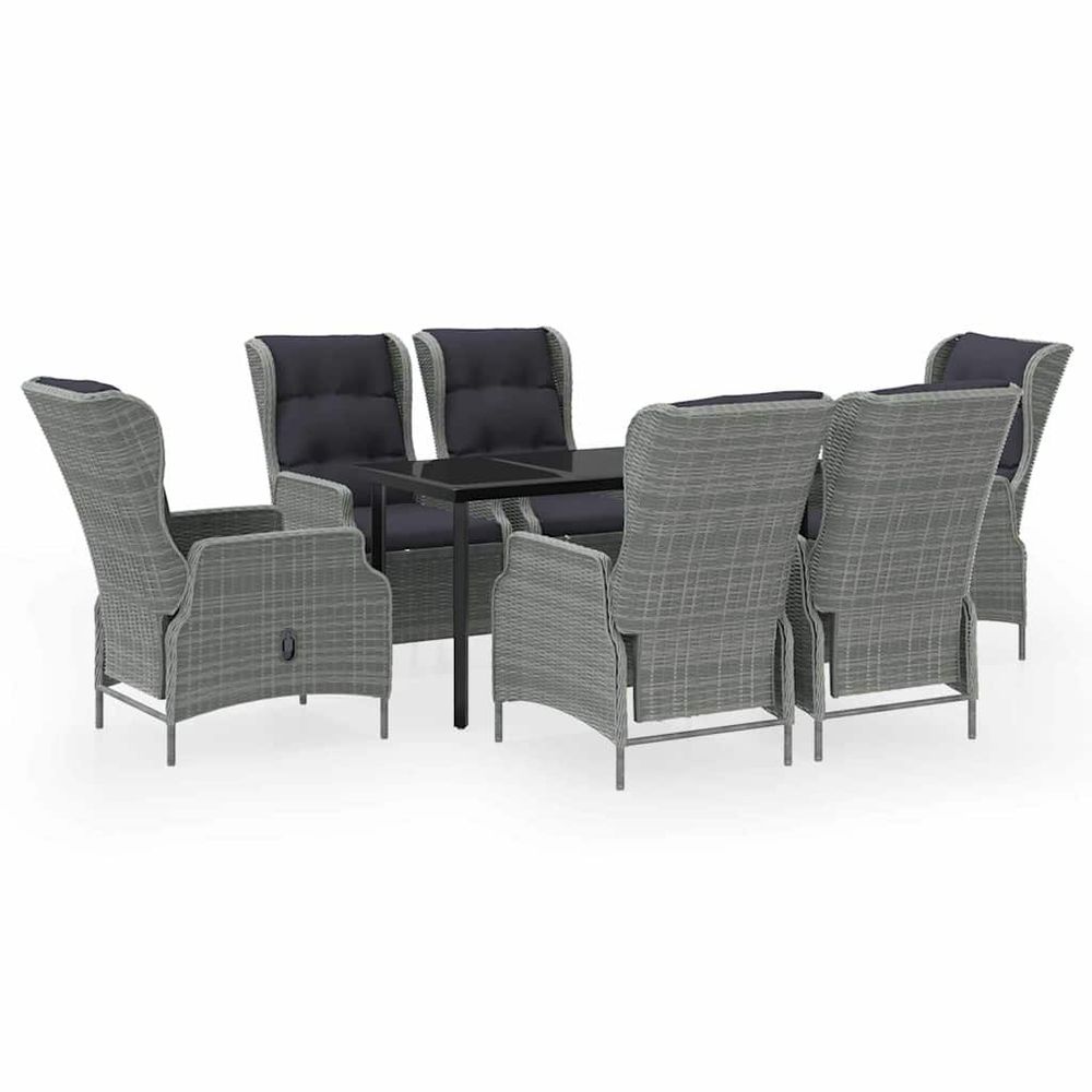 Ensemble à manger de jardin 7 pcs gris clair