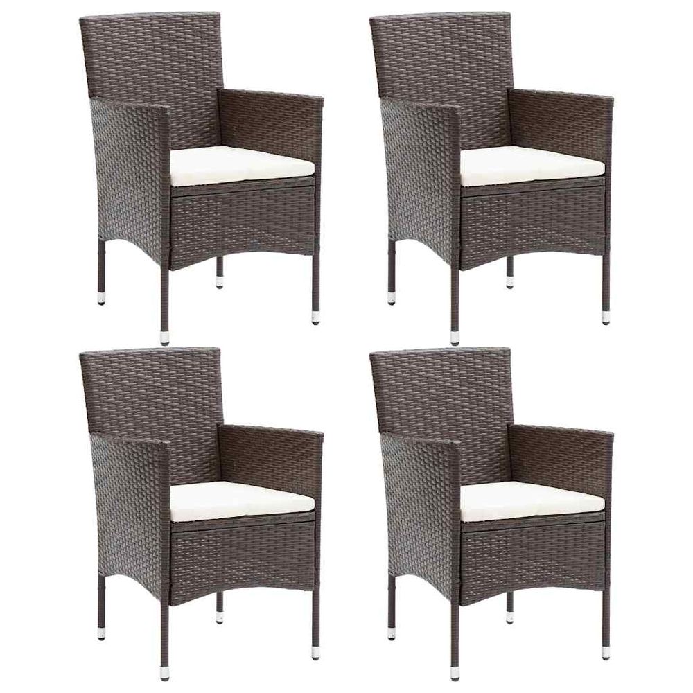 Chaises à manger de jardin lot de 4 résine tressée marron