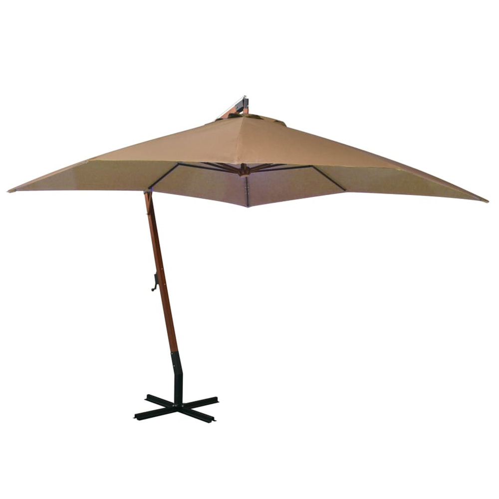 Parasol de jardin suspendu avec mât taupe bois de sapin massif
