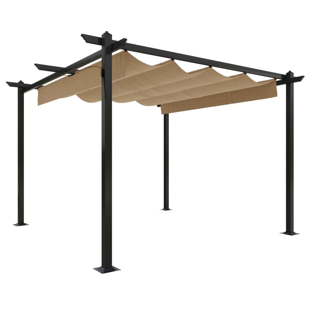 Tonnelle de jardin avec toit rétractable 3x3 m taupe