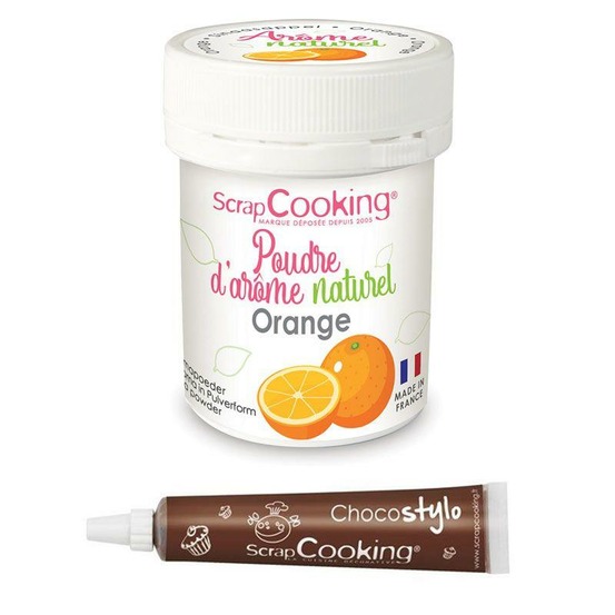 Arôme alimentaire naturel en poudre orange + stylo chocolat