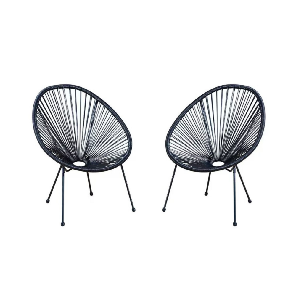 2 chaises de jardin noir acapulco